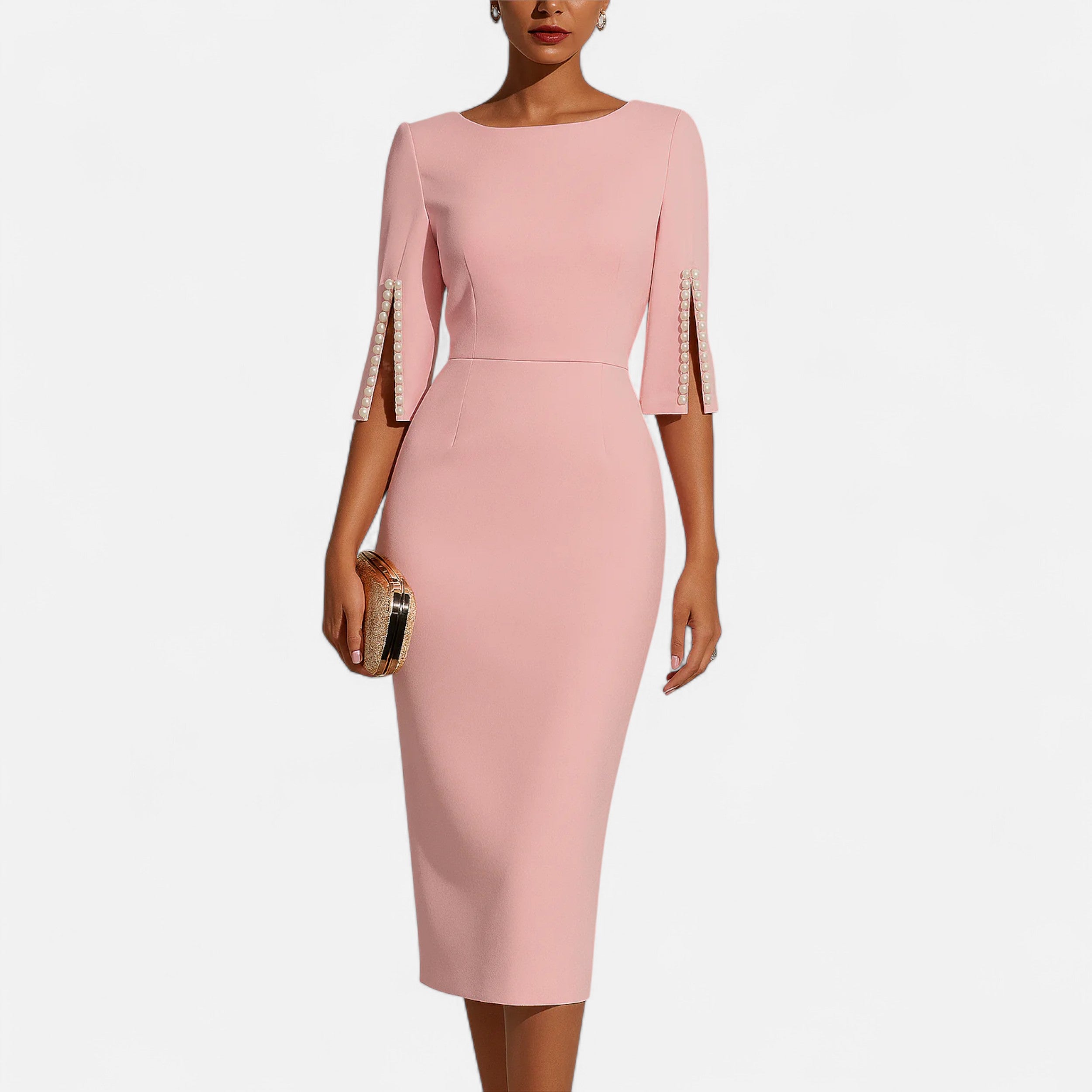 Vitrenzomode | Women’s O-Neck Half Sleeve Beaded Swing Dress