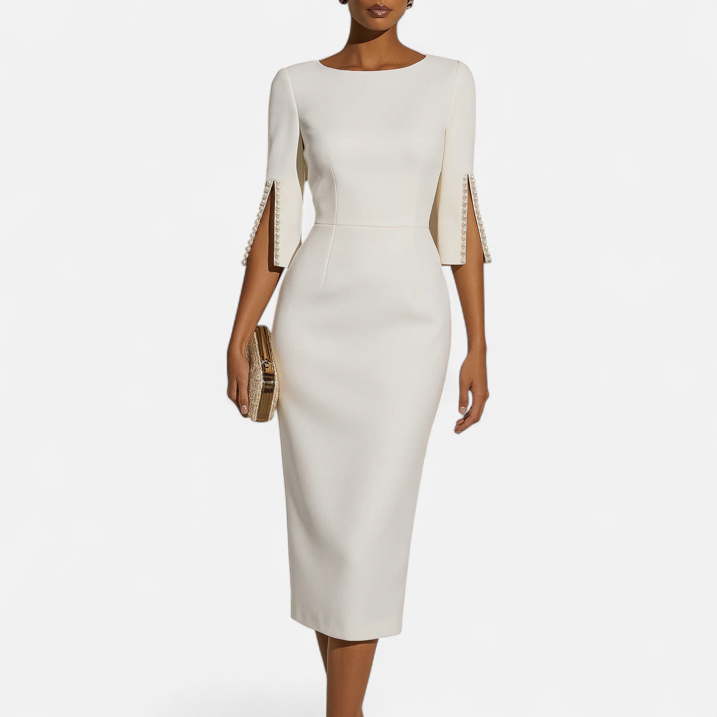 Vitrenzomode | Women’s O-Neck Half Sleeve Beaded Swing Dress