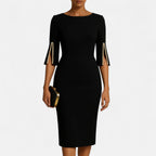 Vitrenzomode | Women’s O-Neck Half Sleeve Beaded Swing Dress