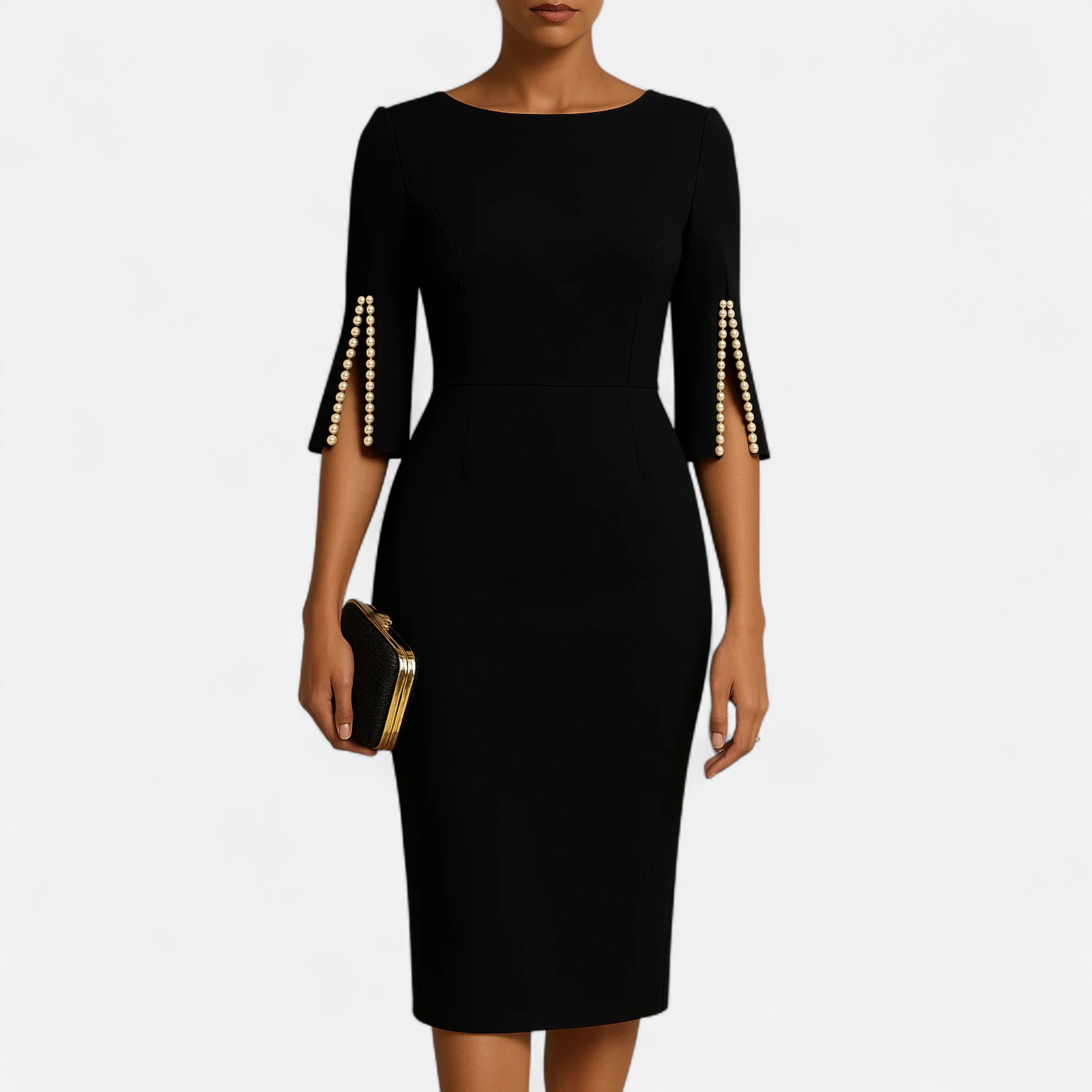 Vitrenzomode | Women’s O-Neck Half Sleeve Beaded Swing Dress